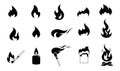 Fire. Set of icons. Fire flame collection of vector symbols. Royalty Free Stock Photo